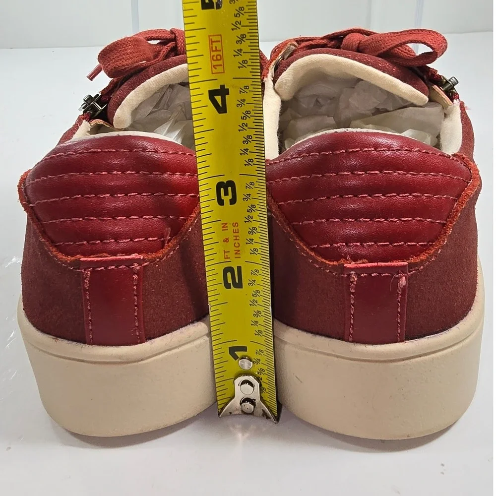 Revitalign Red Shimmer Suede Side Zip Platform Sneakers Womens 8.5 B Burgundy